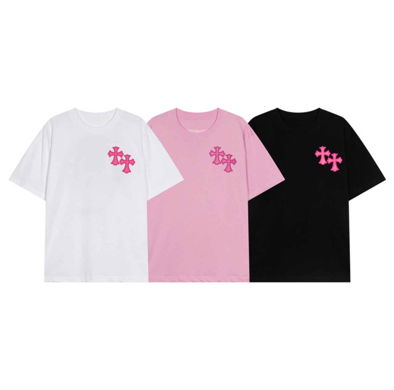 White, Pink and Black T Shirts